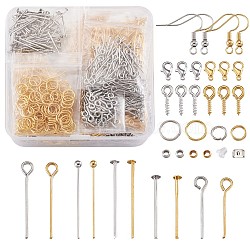 DIY Jewelry Sets, with Brass Earring Hooks & Ball Head Pins & Crimp Beads, Plastic Ear Nuts, Iron Jump Rings & Head Pins & Eye Pins & Screw Eye Pin Peg Bails, Alloy Round Rings & Clasps, Platinum & Golden, 118x72x35mm(DIY-TA0002-52)