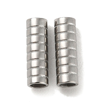 201 Stainless Steel Tube Beads, Grooved Column, Stainless Steel Color, 10x3.2mm, Hole: 2mm.