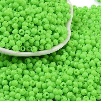 Opaque Acrylic Beads, Round, Lime, 4x3.5mm, Hole: 1.6mm, about 18000pcs/500g