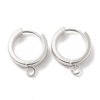 201 Stainless Steel Huggie Hoop Earrings Findings, with Vertical Loop, with 316 Surgical Stainless Steel Earring Pins, Ring, Silver, 16x4mm, Hole: 2.7mm, Pin: 1mm