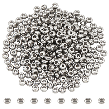 202 Stainless Steel Beads, Rondelle, Stainless Steel Color, 4x2mm, Hole: 1.8mm, 300pcs/box