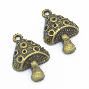 Alloy Pendants, for Jewerly Making, Mushroom, Antique Bronze, 26x18mm, Hole: 2mm