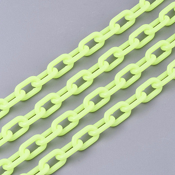 Opaque Acrylic Cable Chains, Oval, Champagne Yellow, 13x8x2mm, 19.68 inch(50cm)/strand