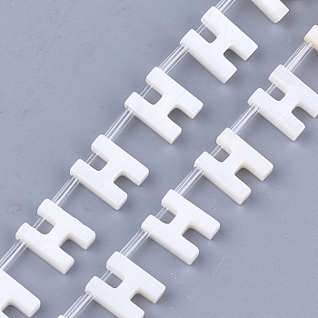 Freshwater Shell Beads, Top Drilled Beads, Letter.H, 10x8x3mm, Hole: 0.8mm