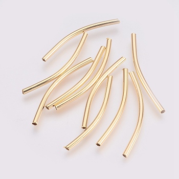 Brass Tube Beads, Nickel Free, Real 18K Gold Plated, 34x2mm, Hole: 1.5mm