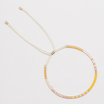 Glass Seed Braided Bead Bracelet, Adjustable Bracelet, Gold, No Size