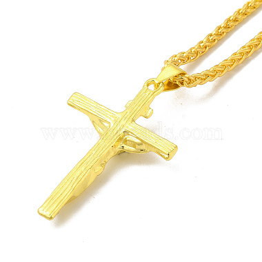 Alloy Crucifix Cross Pandant Necklace with Wheat Chains(NJEW-K245-002G)-3