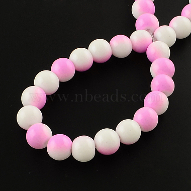 Chapelets de perles en verre peint au four bicolores(X-DGLA-R050-8mm-19)-2