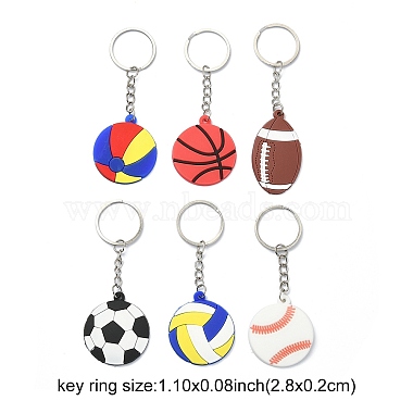 6Pcs 6 Styles PVC Plastic Pendant Keychain(KEYC-YW0001-19)-3