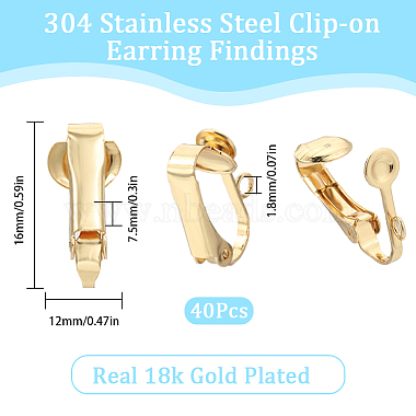 40Pcs 304 Stainless Steel Clip-on Earrings Findings(STAS-SC0005-82G)-2
