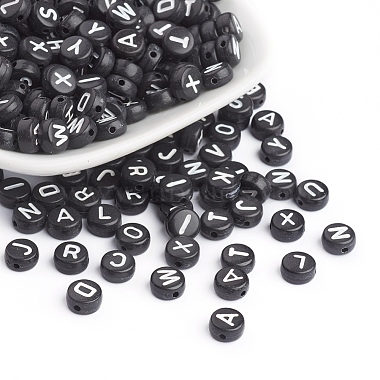 7mm Black Flat Round Acrylic Beads