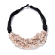 Natural Pink Opal Nuggets Beads Bib Necklaces for Girl Women(NJEW-G025-01D)-1