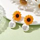 Natural Pearl & Resin Sunflower Stud Earrings(EJEW-JE05693-02)-2