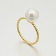 Brass Acrylic Pearl Finger Rings for Wedding Jewelry(RJEW-J061-G)-1