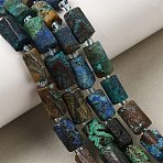 Natural Chrysocolla Beads Strands, Column, Faceted, with Seed Beads, 10.5~12.5x7~7.5mm, Hole: 1mm, about 14~15pcs/strand, 7.48''~7.89''(19~20.05cm)(GG-CBA8682-A11)