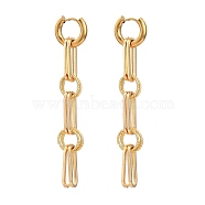 304 Stainless Steel Huggie Hoop Earrings, with 316 Surgical Stainless Steel Pin, Brass & Iron Linking Ring, Golden, 71mm, Pin: 1x0.8mm(EJEW-JE04267)