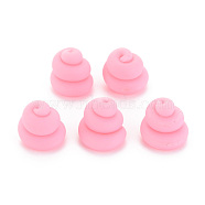 Handmade Polymer Clay Beads, Half Drilled, Vortex Shaped, Pink, 11~13x12.5~13.5mm, Hole: 3mm(CLAY-N006-103C)