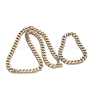 304 Stainless Steel Cuban Link Chain Necklaces & Bracelets Jewelry Sets, with Lobster Claw Clasps, Golden & Stainless Steel Color, 23 inch(584mm), 215mm(8-1/2 inch)(SJEW-I081-04-10mm)