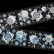 Winter Theme PET Waterproof Adhesive Tape, Snowflake Decorative Tape for DIY Scrapbooking, Card Making, Moon, 50x0.1mm, 2m/roll(STIC-P005-A02)