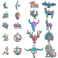 HOBBIESAY Animal Theme Alloy Pendant Sets, Mixed Shapes, Rainbow Color, 10~37x8~45.5x2.5~10mm, 20pcs/box(FIND-HY0001-48)