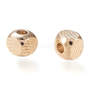 Brass Spacer Beads, Long-Lasting Plated, Textured Cube, Real 18K Gold Plated, 6x5.5x5.5mm, Hole: 2.5mm(X-KK-H101-01C-LG)