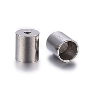 304 Stainless Steel Cord Ends, End Caps, Column, Stainless Steel Color, 8x7mm, Hole: 1.5mm, Inner Diameter: 6mm(STAS-H467-09P-6mm)