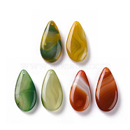 Natural Agate Big Pendants, Dyed & Heated, Teardrop Charms, Mixed Color, 49~55x25~28.5x10~12mm, Hole: 2mm(G-C023-01)
