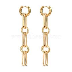 304 Stainless Steel Huggie Hoop Earrings, with 316 Surgical Stainless Steel Pin, Brass & Iron Linking Ring, Golden, 71mm, Pin: 1x0.8mm(EJEW-JE04267)