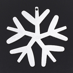 Aluminium Pendants, Laser Cut Pendants, Snowflake, Silver Color Plated, 49.5x49x1mm, Hole: 2mm(ALUM-T001-104S)