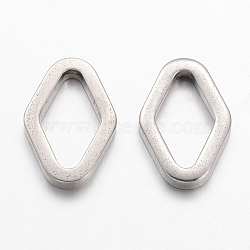 304 Stainless Steel Link Rings, Rhombus, Stainless Steel Color, 19x12x2.5mm, Hole: 8x14mm(STAS-G076-18P)
