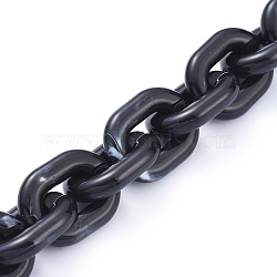 Transparent Acrylic Handmade Cable Chain, Oval, Black, 23.5x18x5mm, about 39.37 inch(1m)/strand(AJEW-JB00542-04)