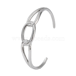 304 Stainless Steel Cuff Bangles for Women, Oval, Stainless Steel Color, Inner Diameter: 2-3/8 inch(6cm)(BJEW-Z078-16P)