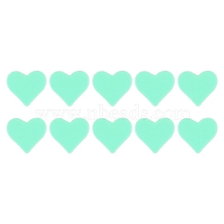 Silicone Beads, DIY Nursing Necklaces Making, Heart, Aquamarine, 14x14mm, 10pcs/bag(PW-WG22309-01)