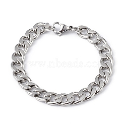 304 Stainless Steel Curb Chain Bracelet for Men Women, Stainless Steel Color, 8-1/8 inch(20.6cm)(BJEW-G669-23P)