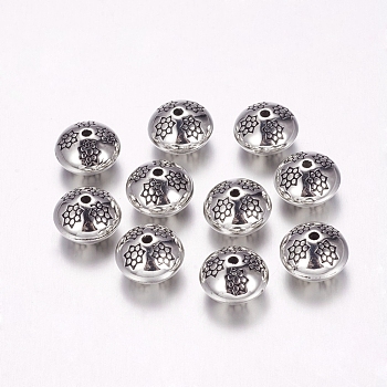 CCB Plastic Beads, Rondelle, Antique Silver, 10x7mm, Hole: 1mm