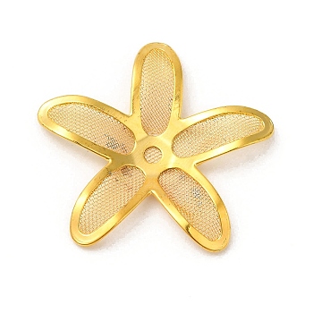 Brass Bead Cap, with Iron Finding, Etched Metal Embellishments, Flower, Golden, 24.5x25.5x3mm, Hole: 1.5mm