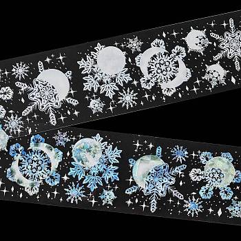 Winter Theme PET Waterproof Adhesive Tape, Snowflake Decorative Tape for DIY Scrapbooking, Card Making, Moon, 50x0.1mm, 2m/roll