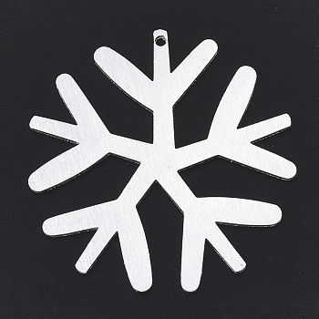 Aluminium Pendants, Laser Cut Pendants, Snowflake, Silver Color Plated, 49.5x49x1mm, Hole: 2mm