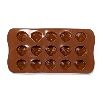 Shell Shapes Food Grade Silicone Molds, Fondant Molds, For DIY Cake Decoration, Chocolate, Candy, UV Resin & Epoxy Resin Craft Making, Coconut Brown, 212x105x16mm, Inner Diameter: 25.5x26mm