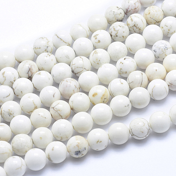 Natural Magnesite Beads Strands, Round, 8~8.5mm, Hole: 1mm, about 50pcs/strand, about 15 inch