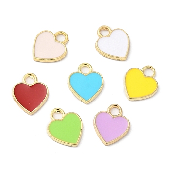 Eco-friendly Alloy Enamel Charms, Heart Charm, Mixed Color, 12x10x1.5mm, Hole: 1.8mm