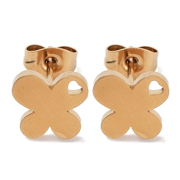 Vacuum Plating 304 Stainless Steel Stud Earrings for Women, Hollow Butterfly, Golden, 8.5x9mm