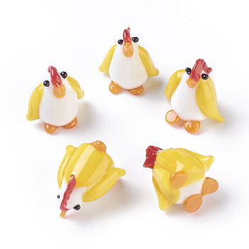 Home Decorations, Handmade Lampwork Display Decorations, Chick, Goldenrod, 14~19x18~20x19~21mm