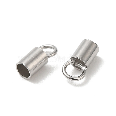 Rhodium Plated 925 Sterling Silver Cord Ends(STER-P055-01D-P)-2