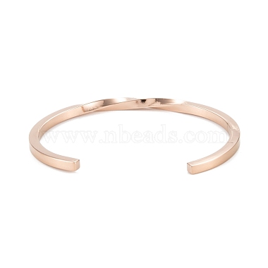Placage ionique (ip) 304 bracelets de manchette en acier inoxydable(BJEW-K222-02RG)-3