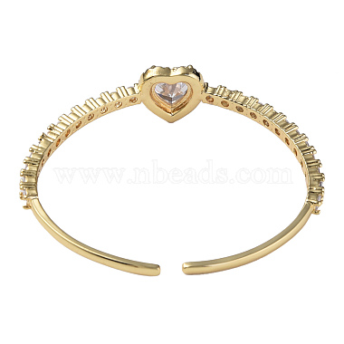 Bracelet manchette ouvert coeur zircone cubique(BJEW-N012-031D)-4