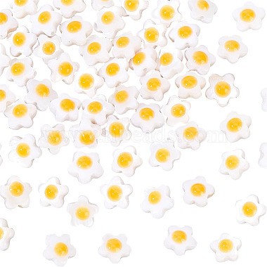 7mm Orange Flower White Shell Beads