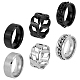 6Pcs 6 Style Titanium Steel Plain & Curb Chains Finger Rings Set for Women(RJEW-FI0001-01)-1