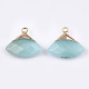 Electroplate Natural White Jade Pendants(G-T112-04F)-2