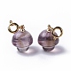 Natural Amethyst Mushroom Spring Ring Clasp Charms(HJEW-P014-02G)-2